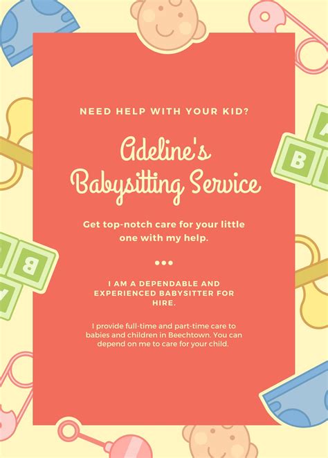 Free Babysitting Flyer Template